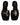 Versace Black Leather Logo Plaque Slip On Slides Flats Shoes